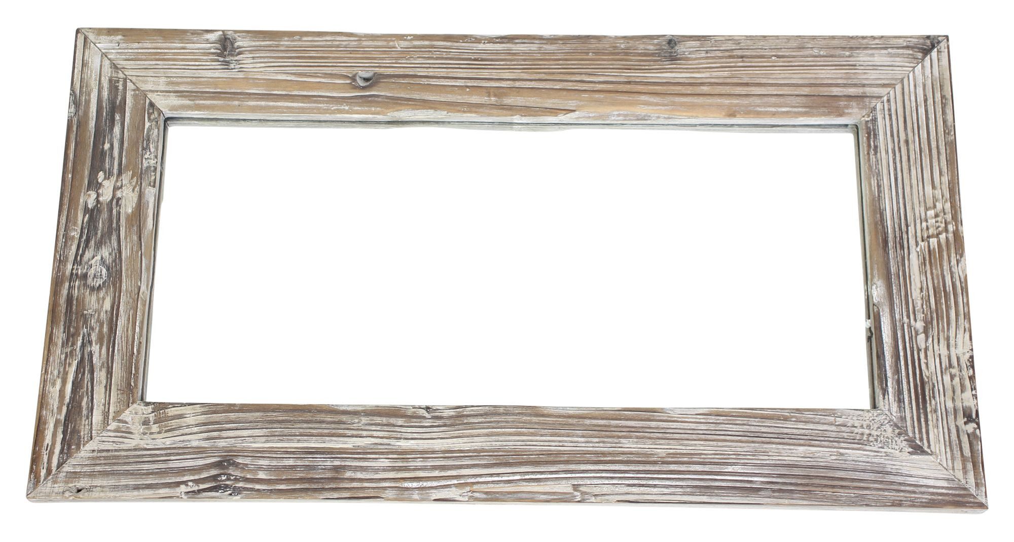 Dekoleidenschaft Wandspiegel "Rustikal" Dekospiegel 66x36 cm, Holzrahmen, Flurspiegel, Barspiegel, Spiegel horinzontal zum Aufhängen, Garderobenspiegel quer