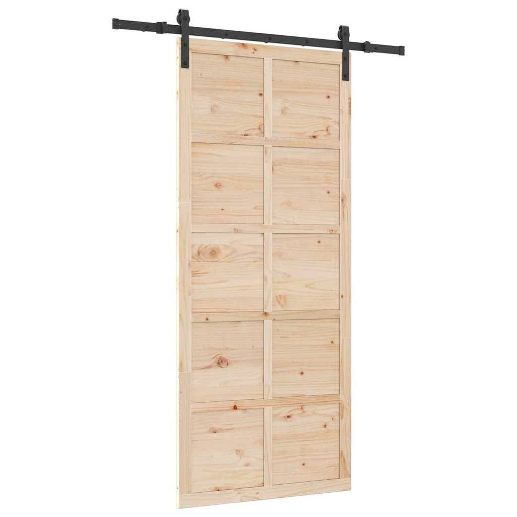 vidaXL Haustür Schiebetür Braun 80 x 208 cm Massivholz Kiefer (1-St)
