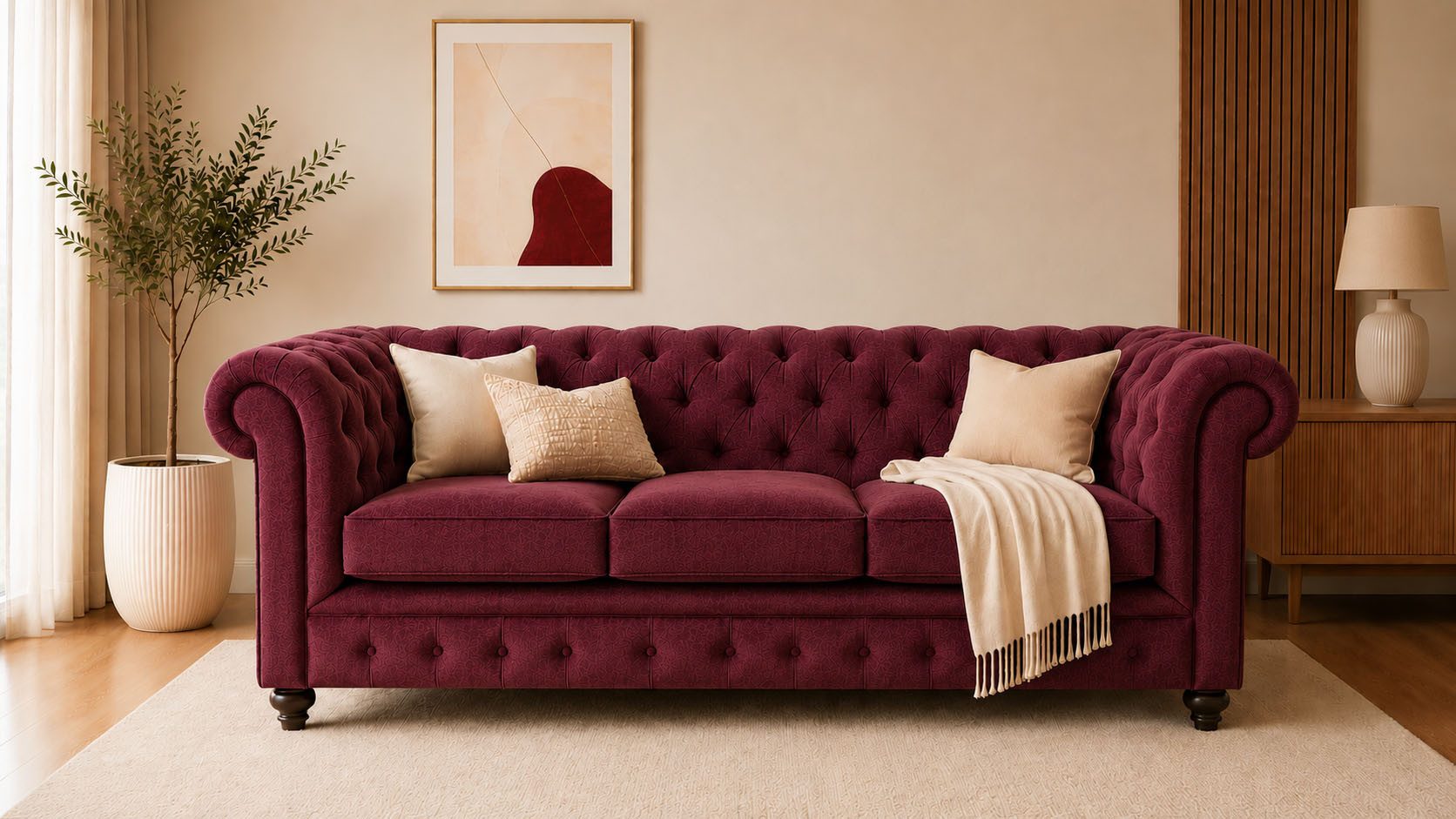 OTTO home Chesterfield-Sofa Chesterfield 3-Sitzer B/T/H: 198/89/74 cm, mit hochwertiger Knopfheftung, auch in Leder