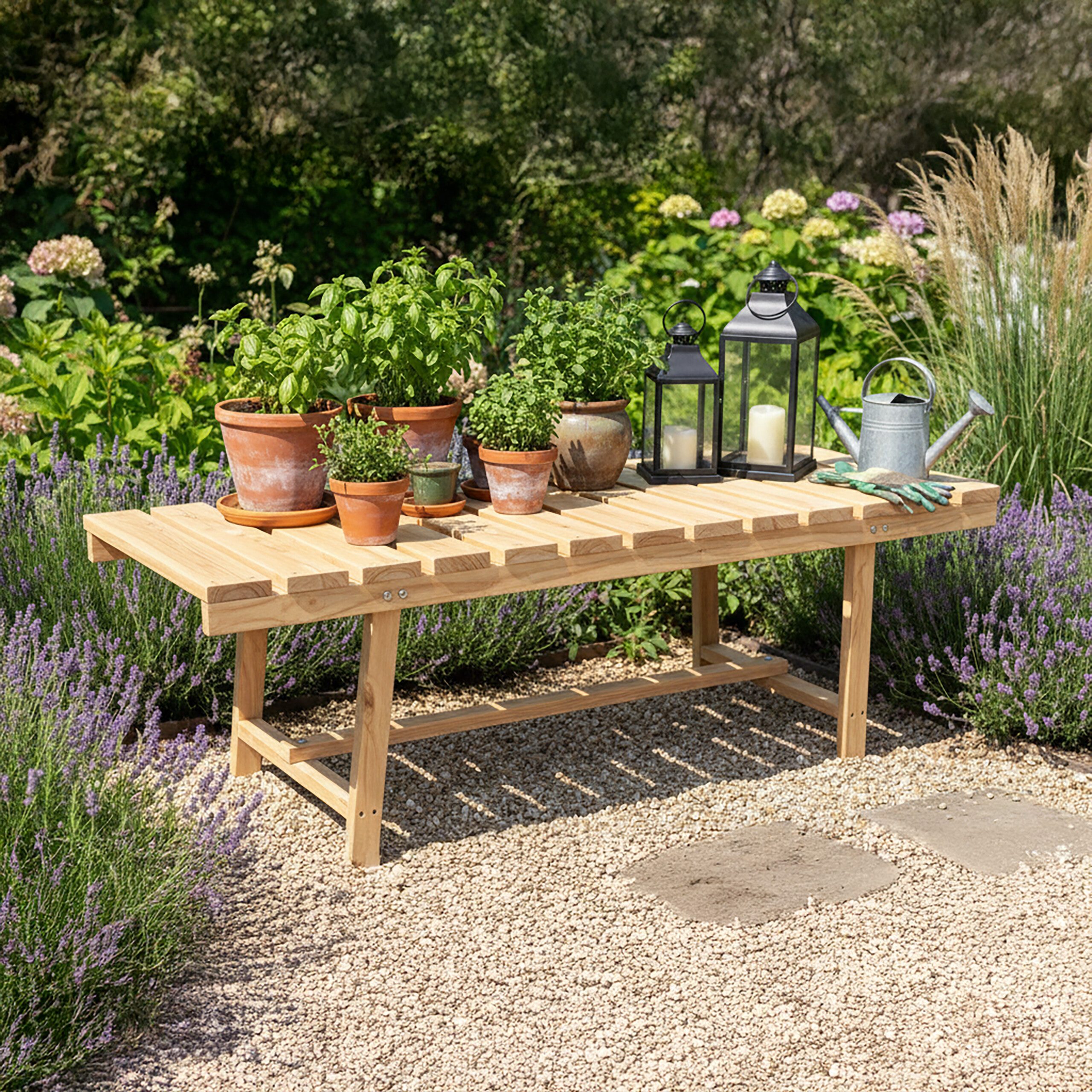 relaxdays Gartenbank 2-Sitzer Tannenholz (1-St), natur – Bild 5 von 5