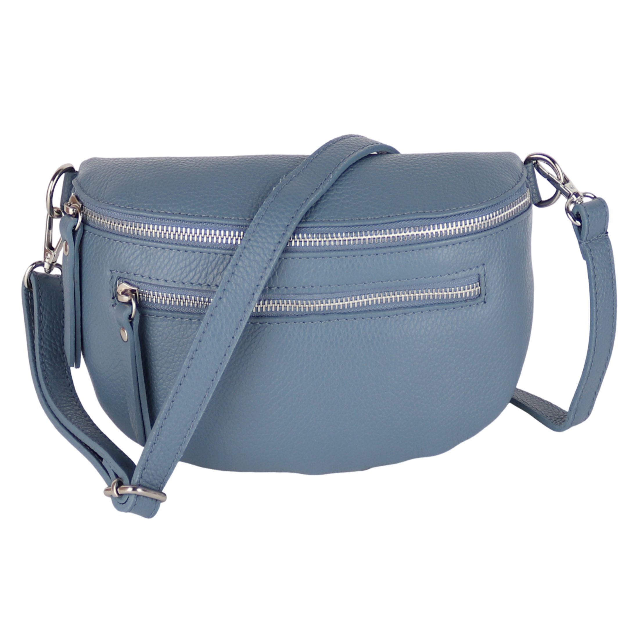 MIRROSI Bauchtasche Damen, Echtleder, Leder, Made in Italy, Umhängetasche, Brusttasche, (Schultertasche für jeden Anlass (1 Tasche & 1 Gurt), Mit zwei Reißverschlüssen), Crossbody Bag, verstellbaren Schulterriemen, Zwei Größen zur Auswahl
