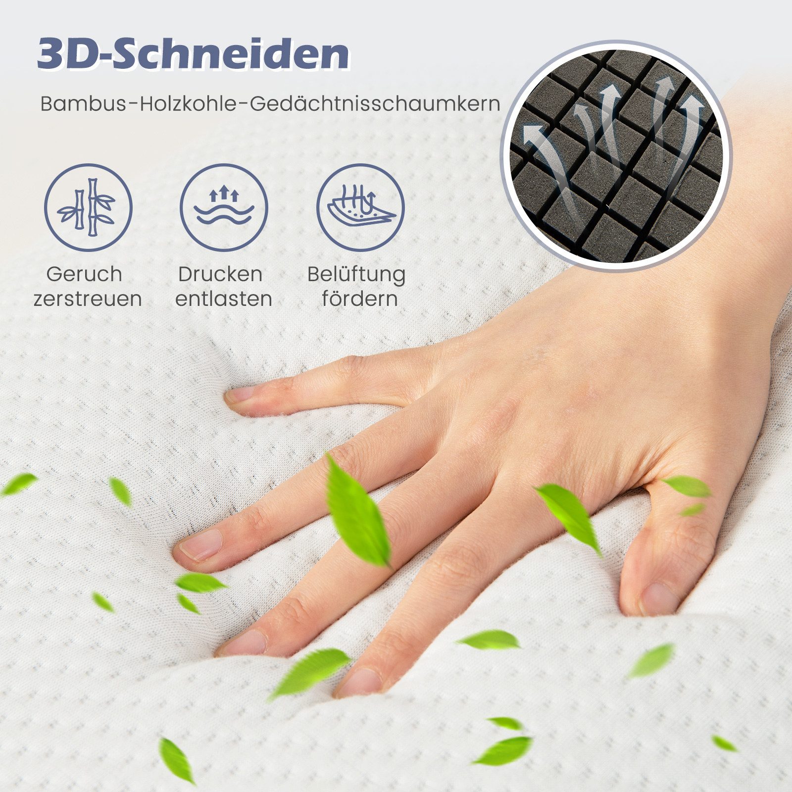 COSTWAY Kopfkissen, Füllung: Gel-Memory-Schaum, Seitenschläfer, Bauchschläf günstig online kaufen