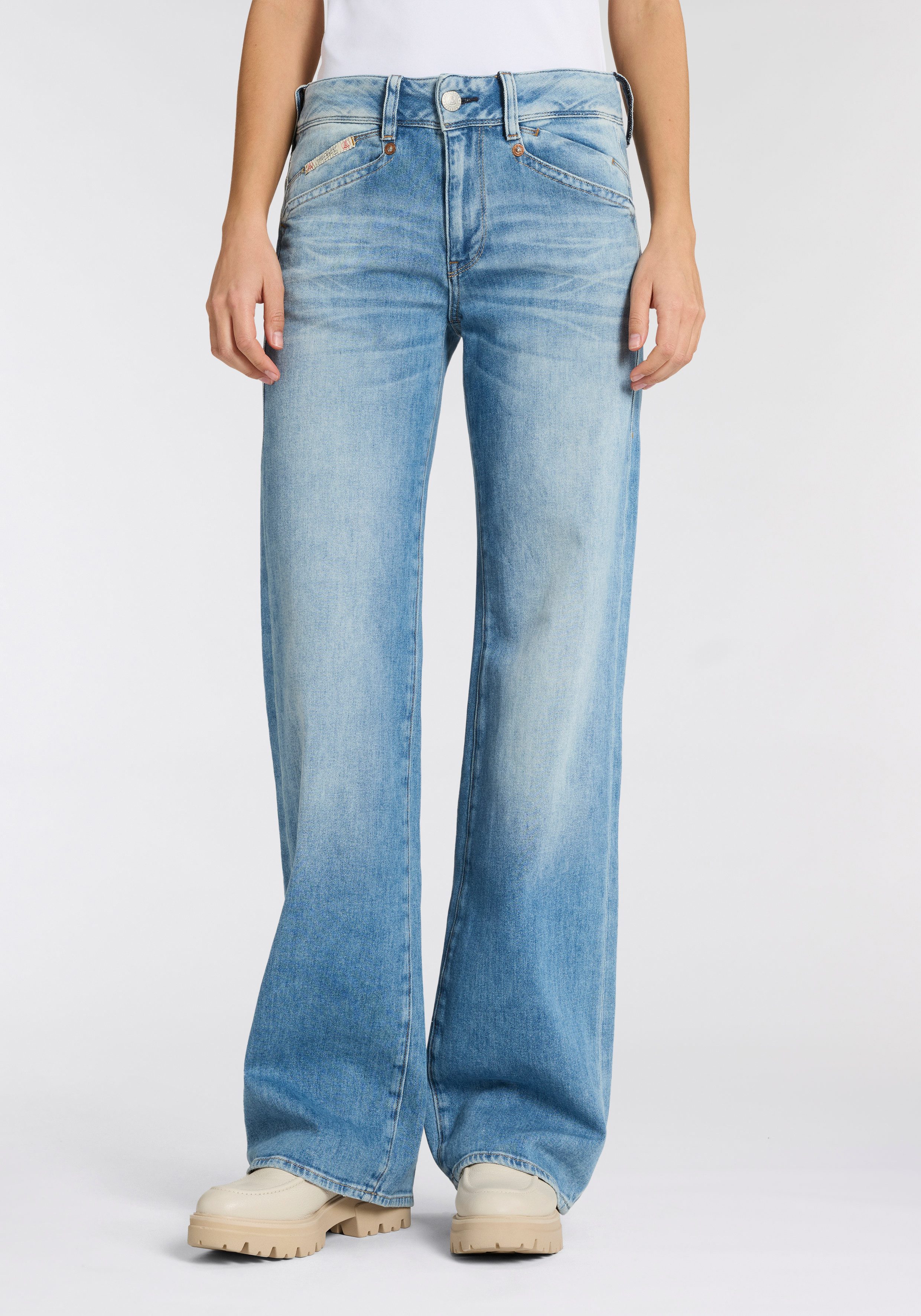 Herrlicher Straight-Jeans Prime New Denim Stretch mit Spitzbund hinten