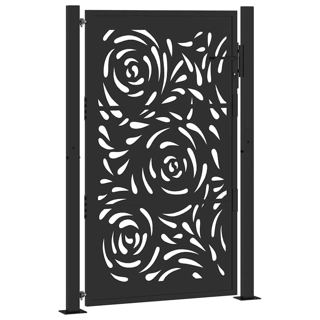 Gartentor Gartentor Schwarz 100x150 cm Stahl Flammendesign