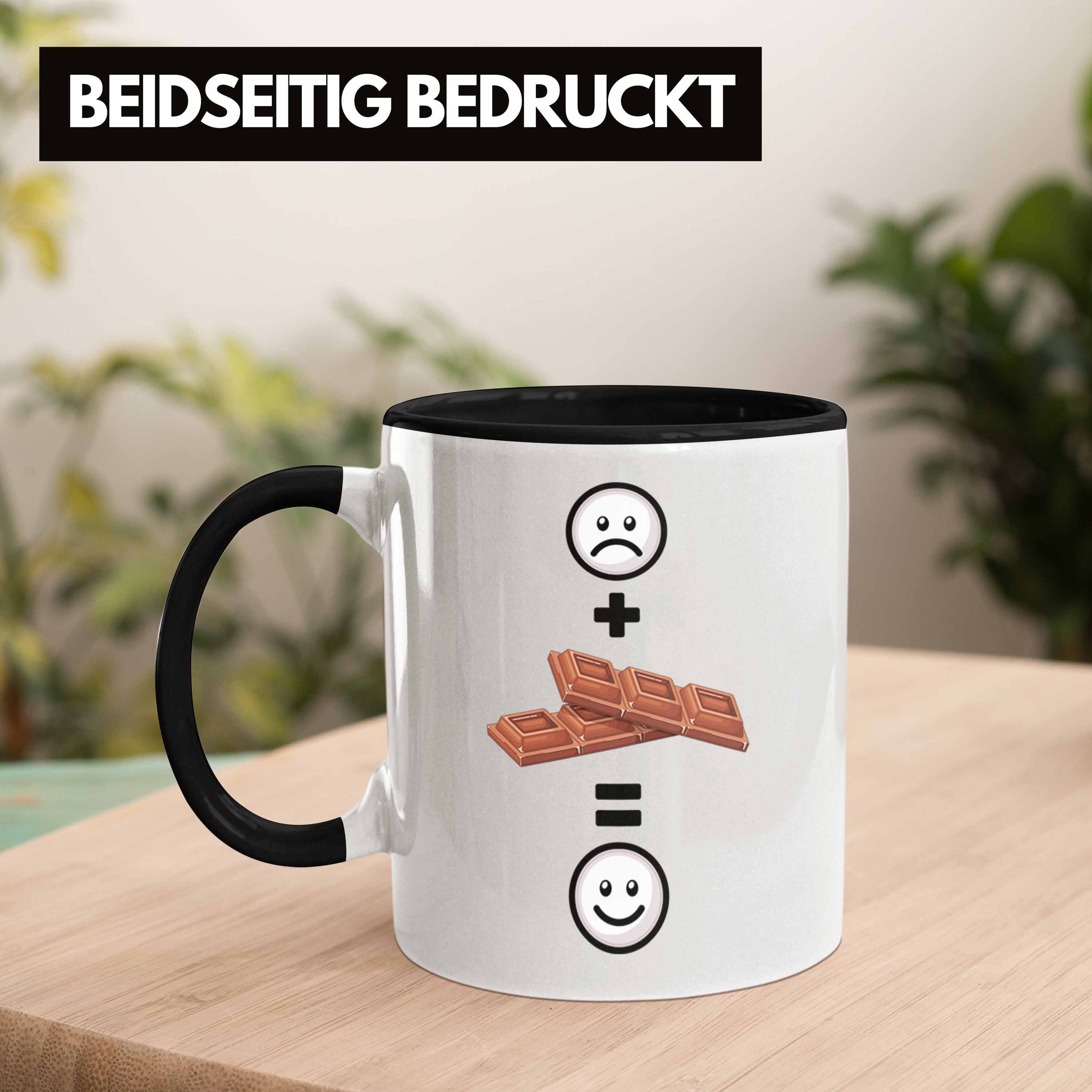 Trendation Tasse Schokolade Tasse Schoko-Liebhaber Schwarz Lustige Geschenkidee :( Geschenk für