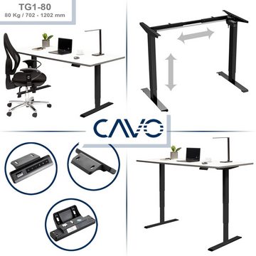 CAVO Tischgestell Schreibtischgestell elektrisch höhenverstellbar Memoryeffekt, belastbar bis 80 kg Höhe verstellbar 702 - 1202 mm schwarz