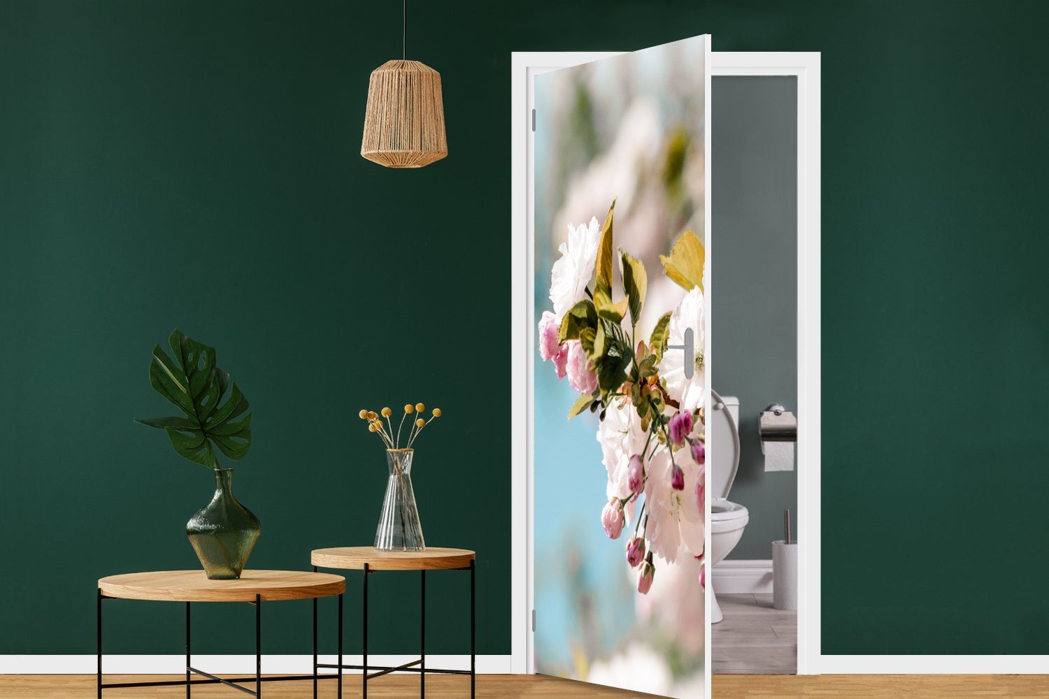 Frühling, Türtapete Blumen 75x205 - Türaufkleber, Tür, - Matt, für St), Blüte cm bedruckt, Fototapete (1 MuchoWow