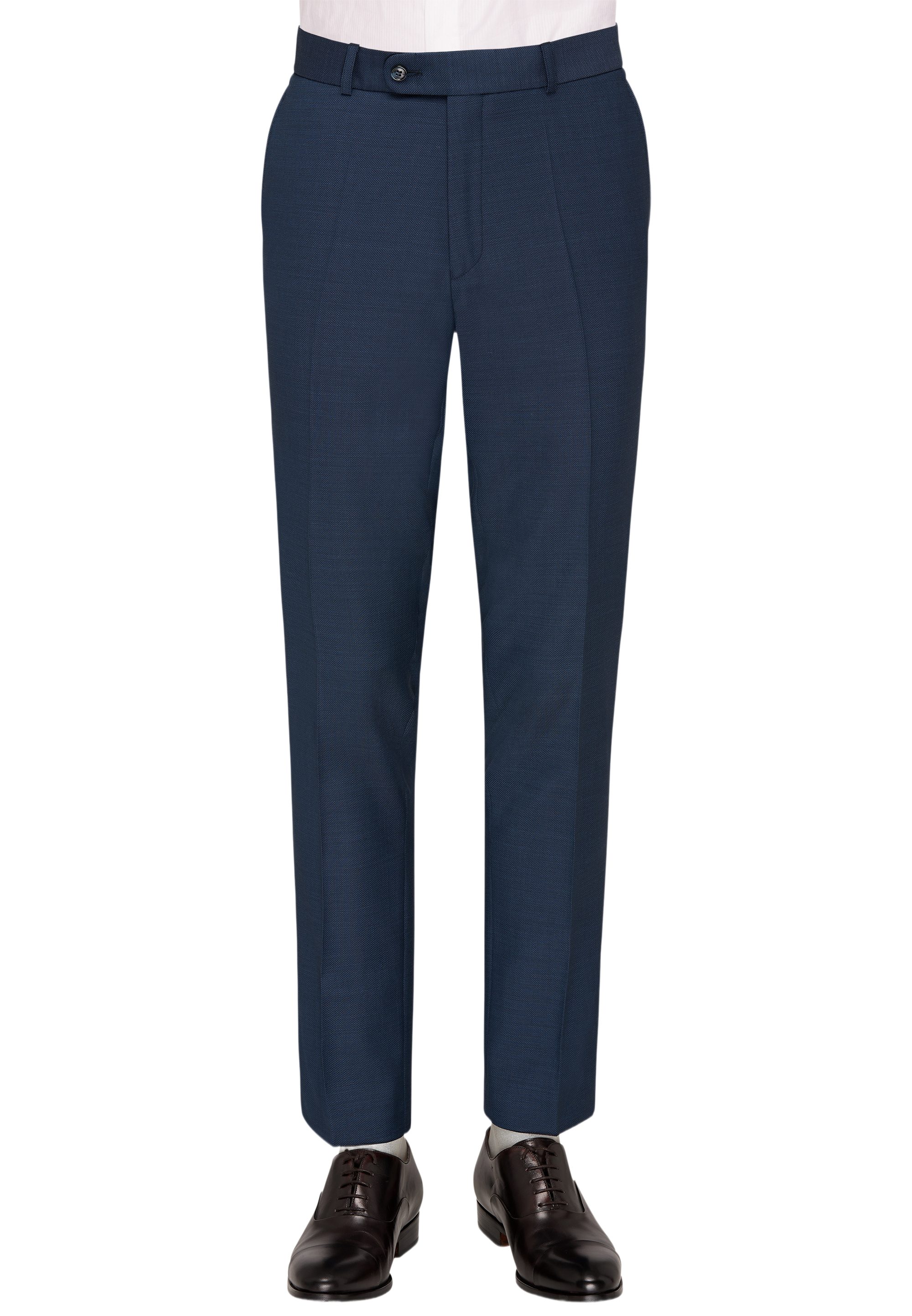 Carl Gross Stoffhose blau, Business, Wolle, Unifarben, Regular Fit