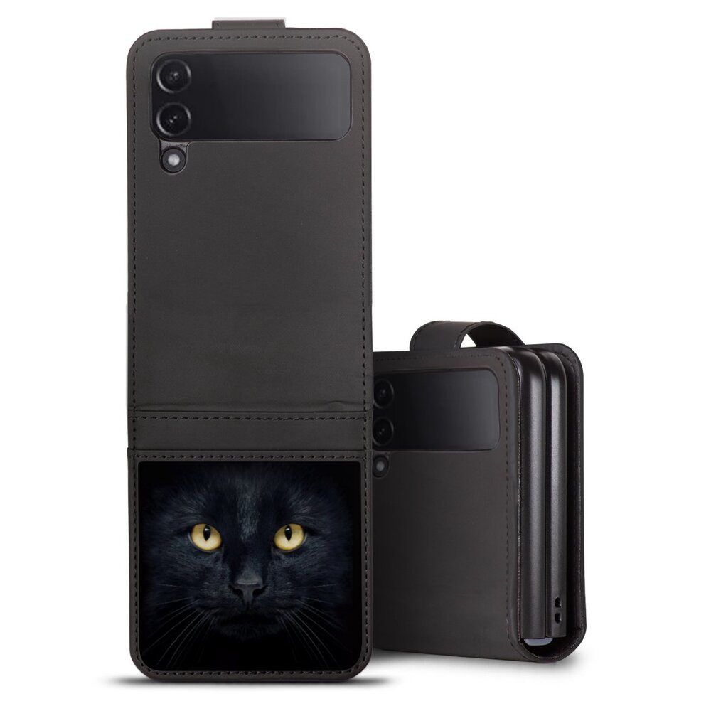 DeinDesign Handyhülle Katze Auge schwarz Tom Cat, Samsung Galaxy Z Flip 4 Hülle Handy Flip Case Wallet Cover