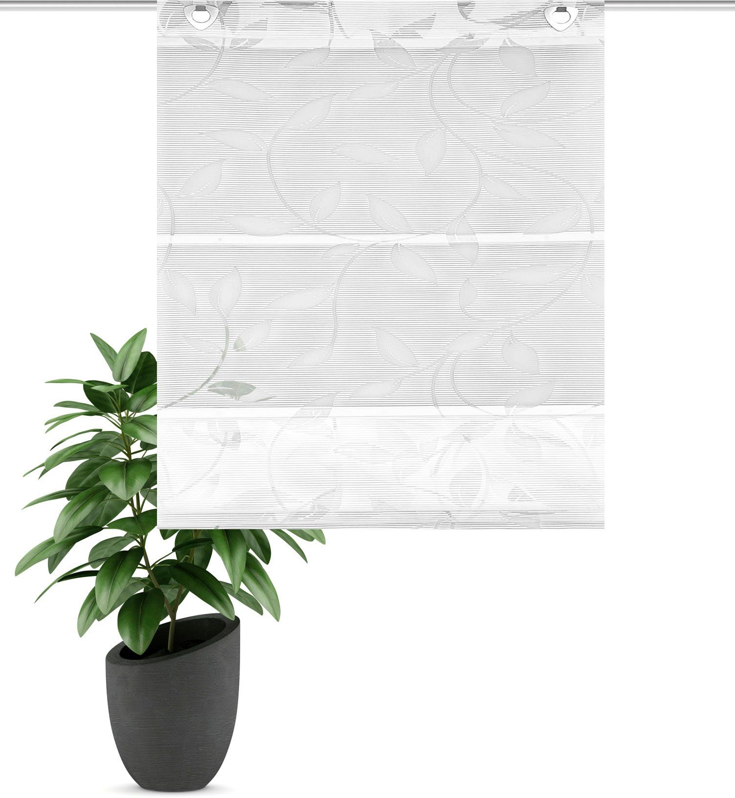 HOME WOHNIDEEN Raffrollo RANA, mit Ösen, ohne Bohren, freihängend, Magnetrollo RANA mit Ausbrenner-Motiv