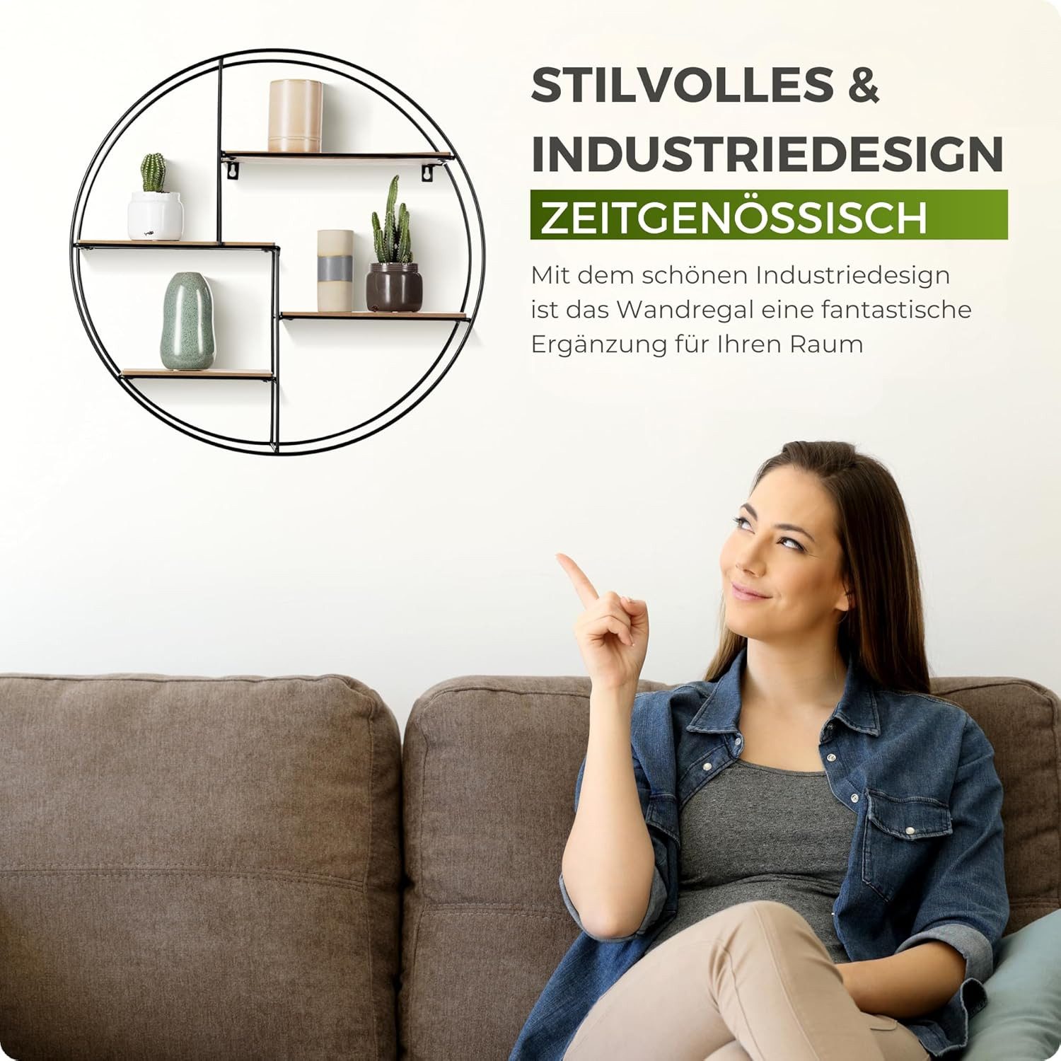 Holz Lichter Wandregal Wandregal rund, Bücherregal, günstig online kaufen