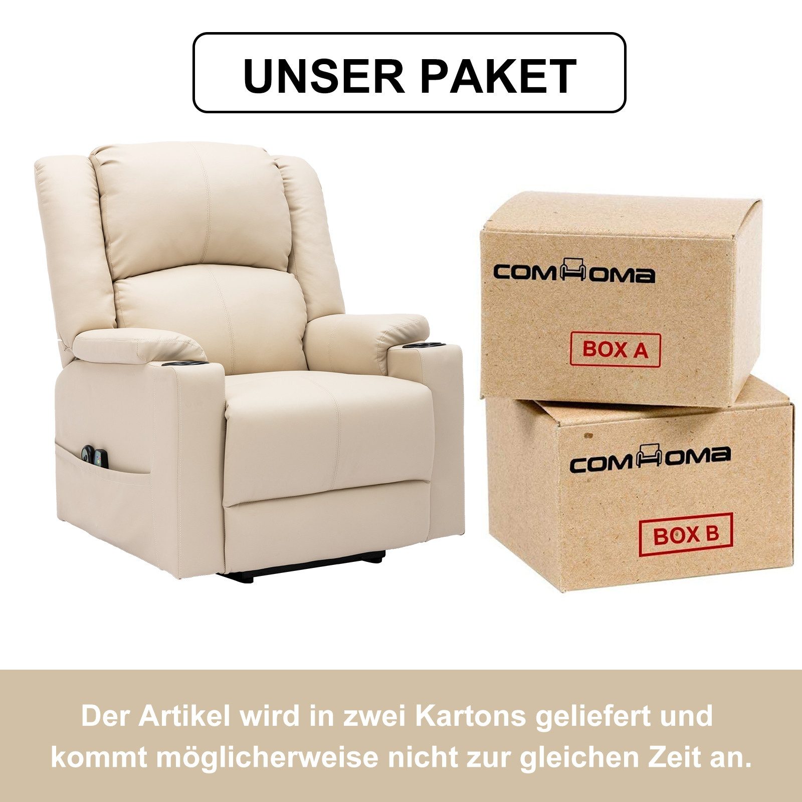 COMHOMA Massagesessel Relaxsessel Fernsehsessel Aufstehhilfe für ältere Menschen, mit Relaxfunktion – Bild 5 von 5