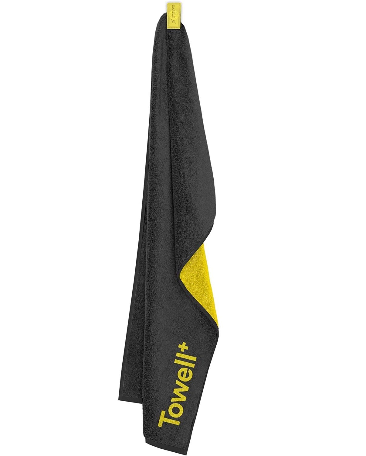 Stryve Sporthandtuch Sporthandtuch mit Tasche und Magnetclip, 100x50 cm, Baumwolle, ideal für Fitnessstudios, Black and Yellow Edition