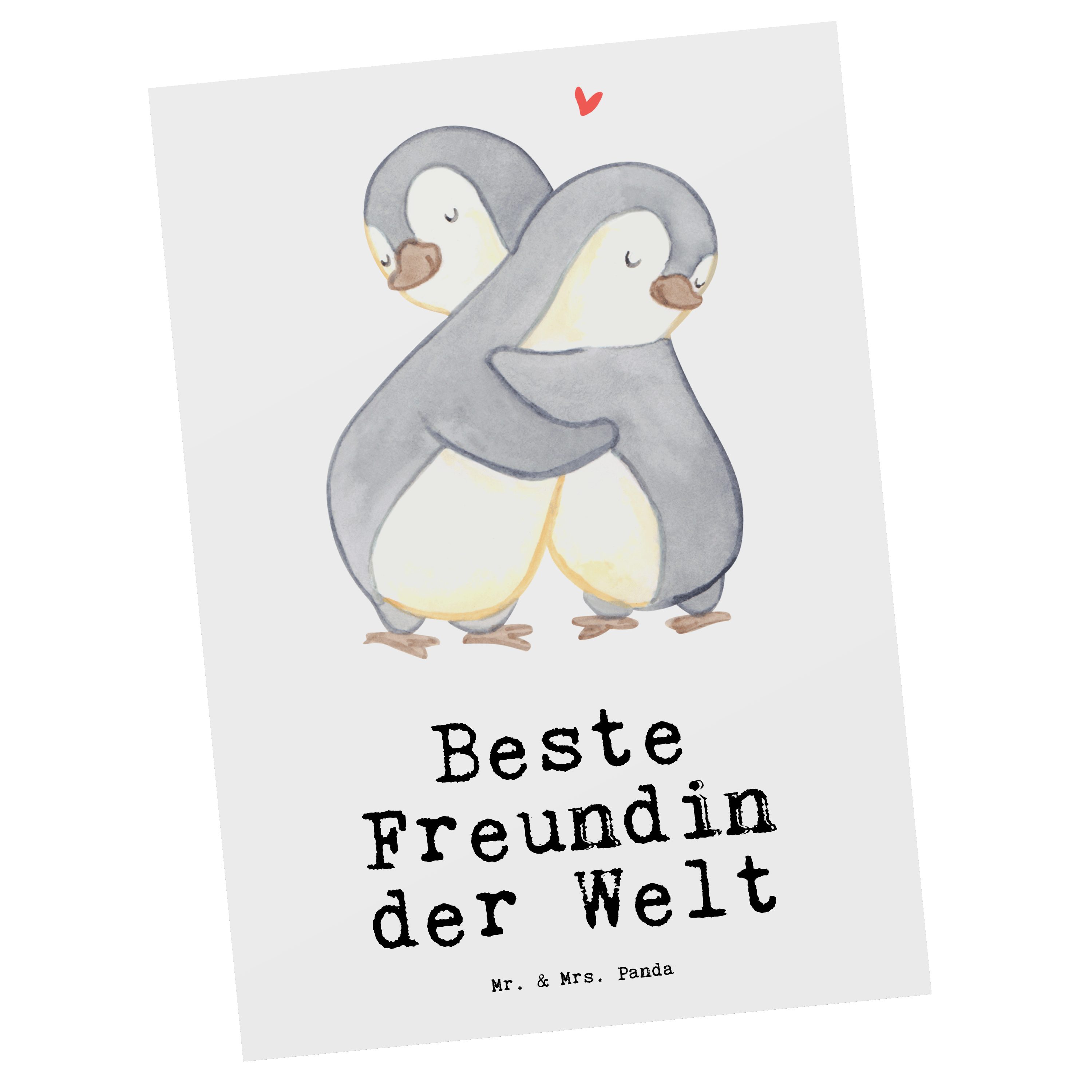 Mr. & Mrs. Panda Postkarte Pinguin Beste Freundin der Welt - Weiß - Geschenk, Bedanken, Dankesch