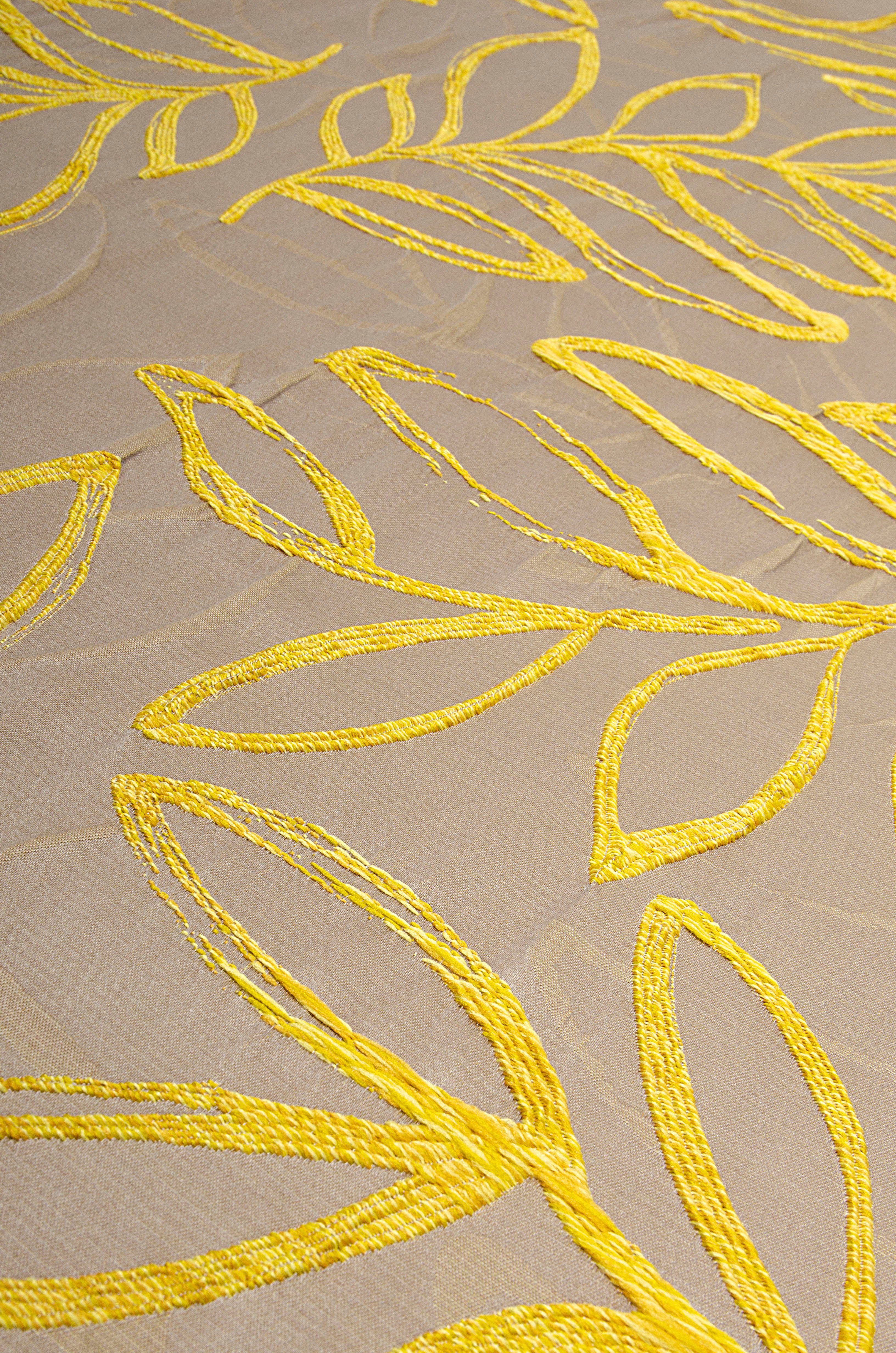 Vorhang Salvia, Neutex for you!, Jacquard, Blattmusterung blickdicht, gelb Multifunktionsband (1 filigrane Farbeffekt St), mit