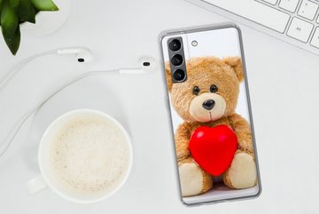MuchoWow Handyhülle Ein Teddybär zum Valentinstag, Phone Case, Handyhülle Samsung Galaxy S21 Plus, Silikon, Schutzhülle