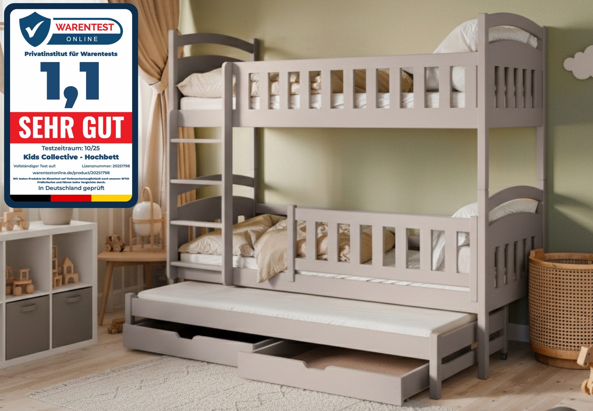 Kids Collective Etagenbett Hochbett Stockbett Kinderbett 90x200 cm mit Ausz günstig online kaufen