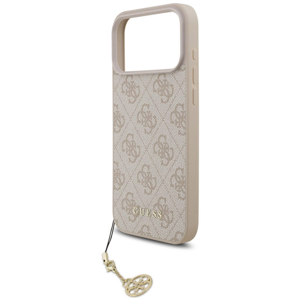 Guess Handyhülle iPhone 17 Pro Max MagSafe Kunstleder rosa mit Kette goldfarbig – Bild 5 von 5