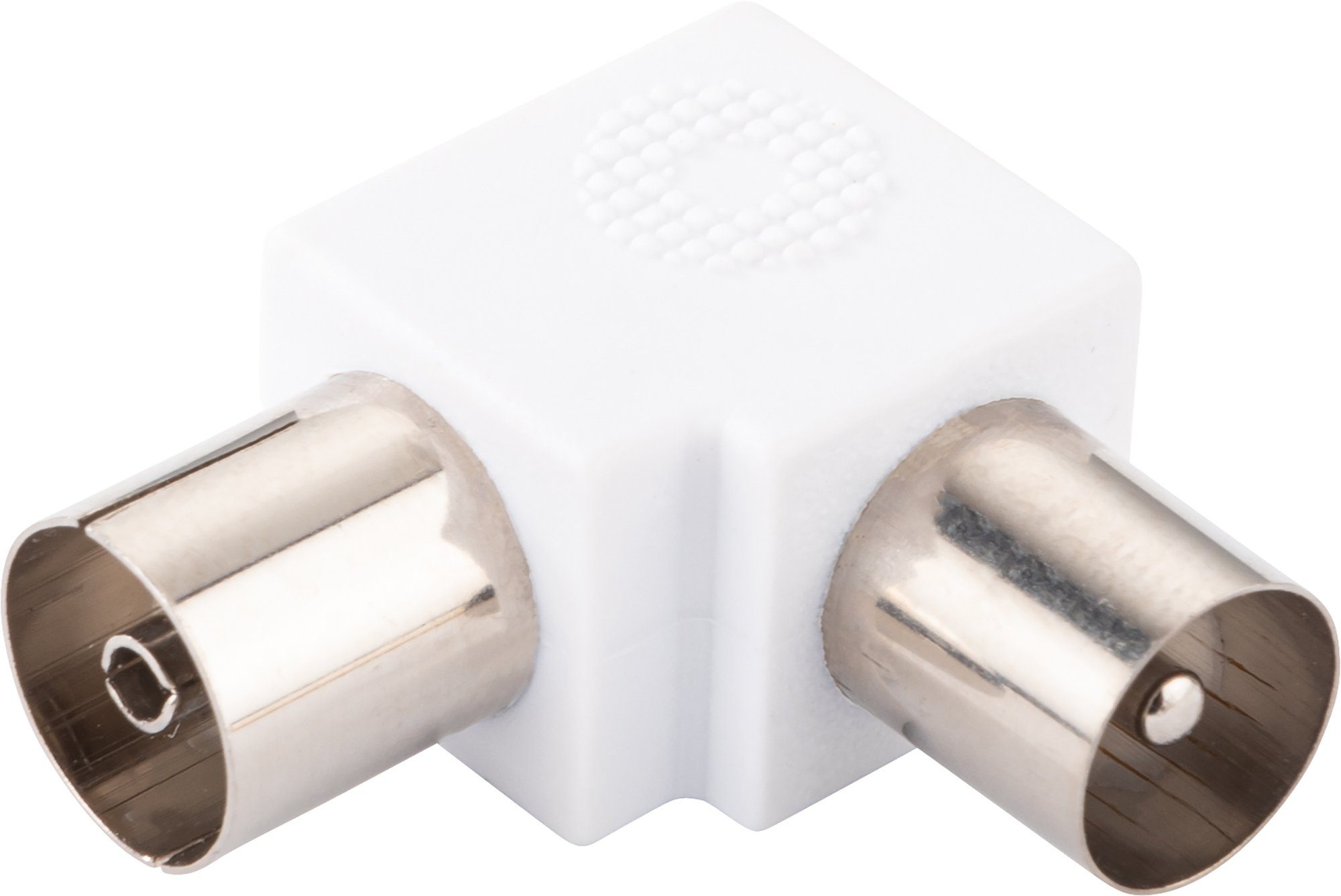 Schwaiger WAK12 532 TV-Adapter IEC Stecker zu IEC Buchse, Winkelform verhindert Abknicken von Kabeln