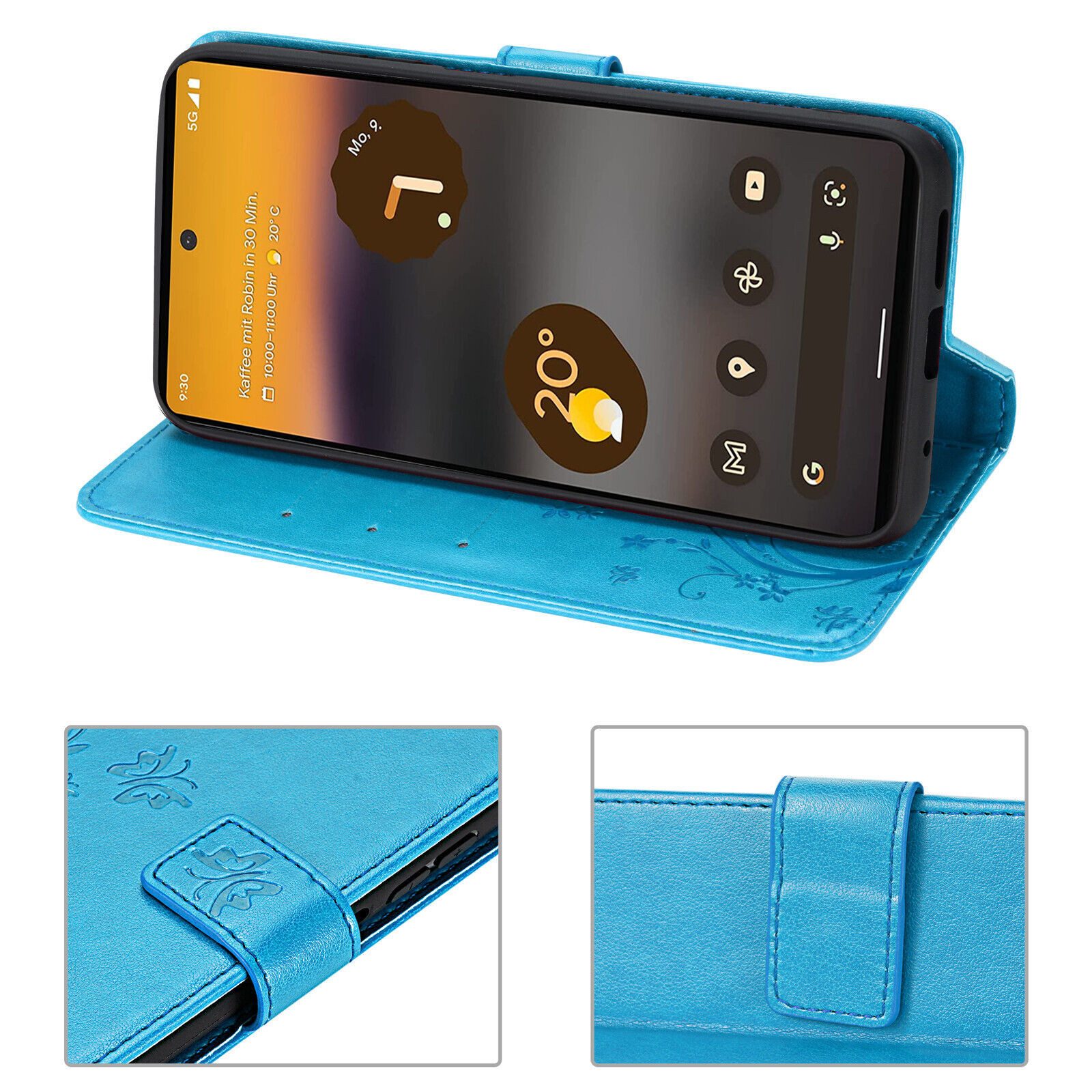 betterfon Handyhülle Handytasche für Google Pixel 6A Schutzhülle Klapphülle Blau, Bookstyle-Hülle: Magnetverschluss 3 Kartenfächer & Standfunktion – Bild 4 von 5