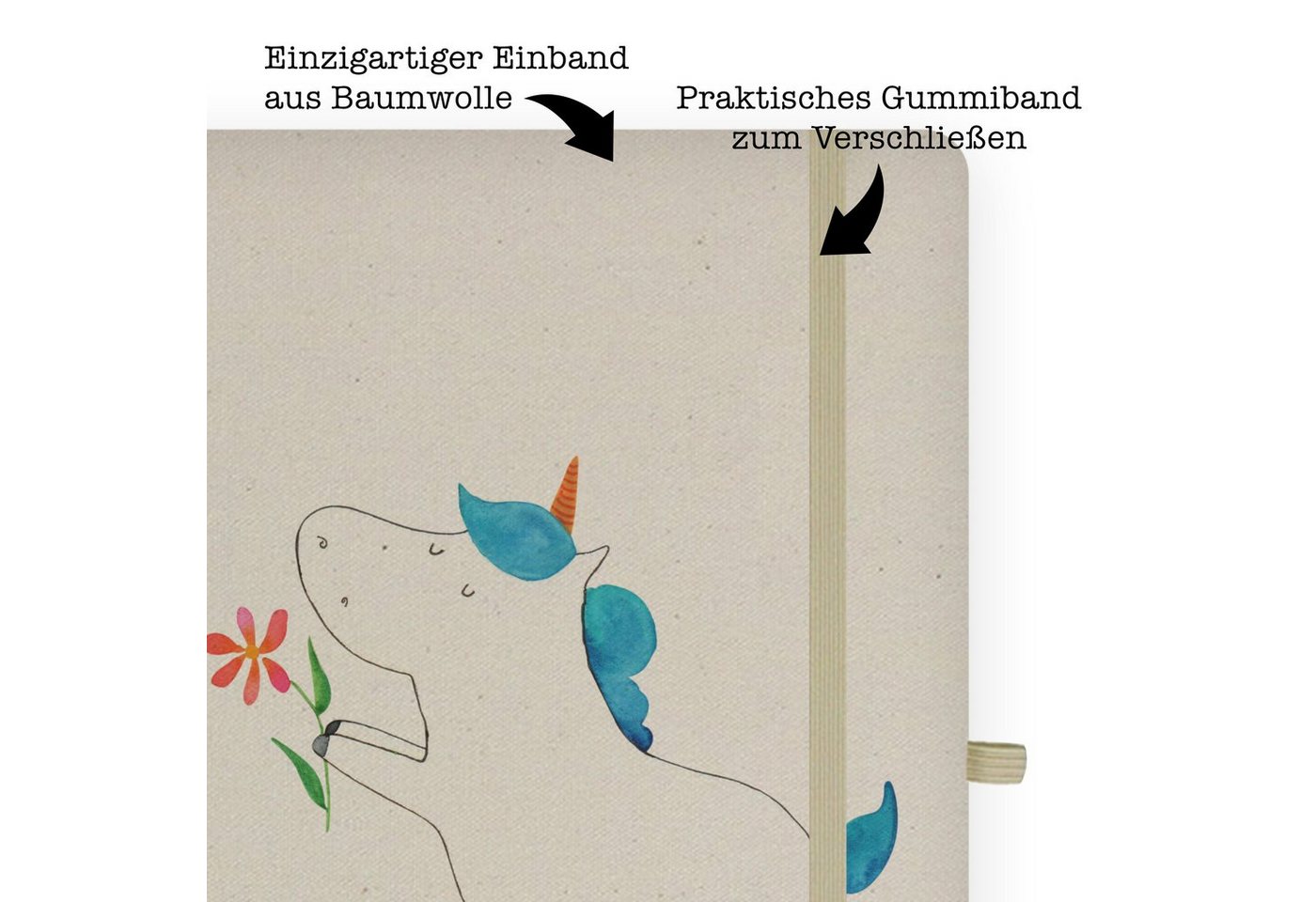 Thumbnail - Mr. & Mrs. Panda Notizbuch Einhorn Blume - Transparent - Geschenk, Notizblock, Unicorn, Kladde, Mr. & Mrs. Panda, Kreati...