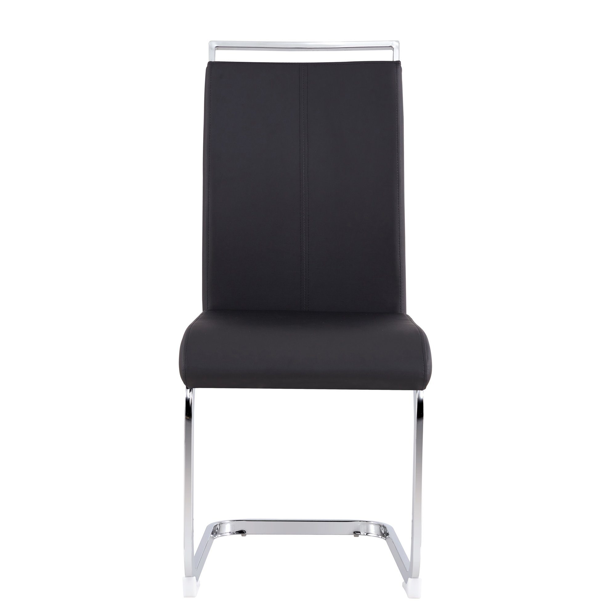 4 (Polster Stühle Stuhl nur Esstisch) Schwarz+Silber Freischwinger REDOM Kunstlederstuhl 4er ohne Set Schwingstuhl Esszimmerstuhl