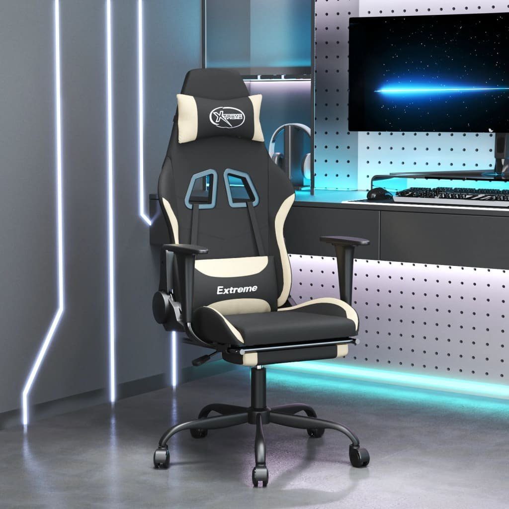 furnicato Gaming-Stuhl mit Fußstütze Schwarz und Creme Stoff (1 St)