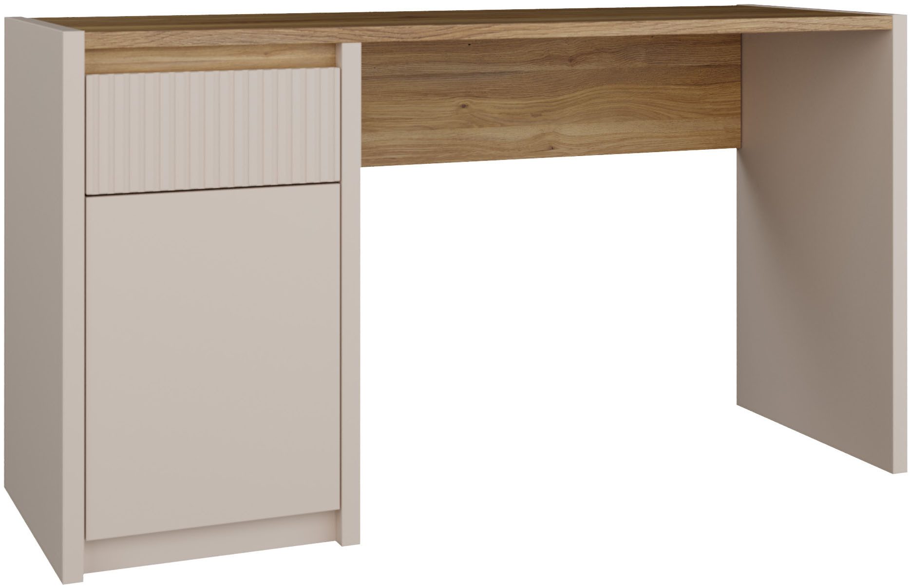 FORTE Schreibtisch Oak Squere, B/H/T 130/72/51,7cm, Soft Close, Vollauszug