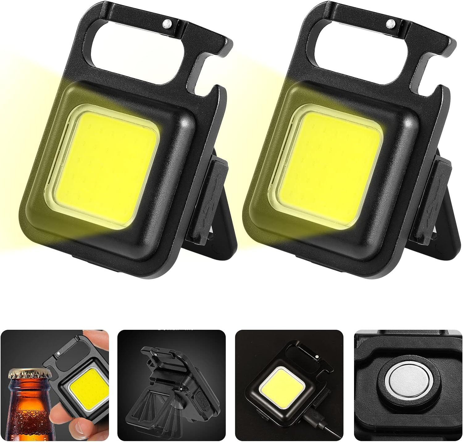 Daskoo Taschenlampe Taschenlampe Mini Taschenlampe Schlüsselanhänger Led Licht Lampe USB (2-St)