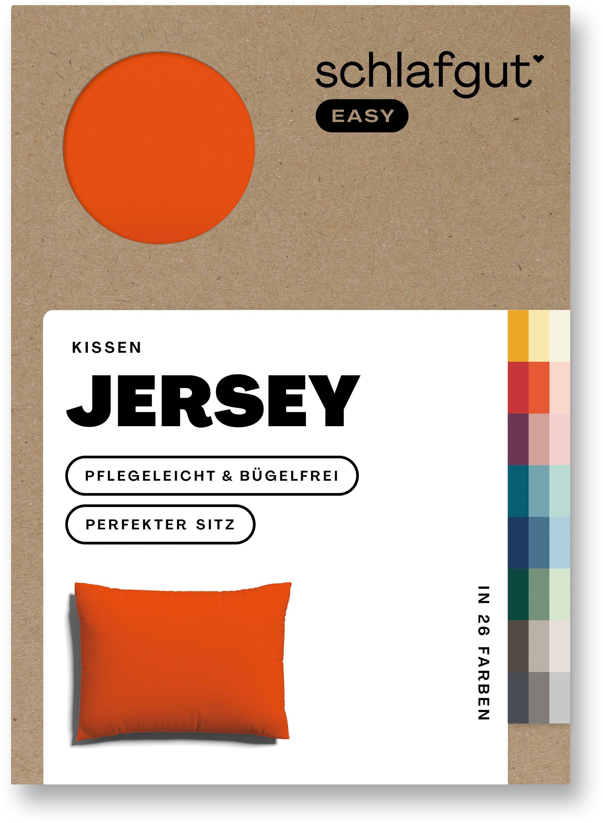 Schlafgut Kissenbezug EASY JERSEY Kissenhülle 100% Baumwolle, weicher Edel-Jersey, bügelfrei, (1 Stück), mit farblich angepasstem Reißverschluss, pflegeleicht, formstabil