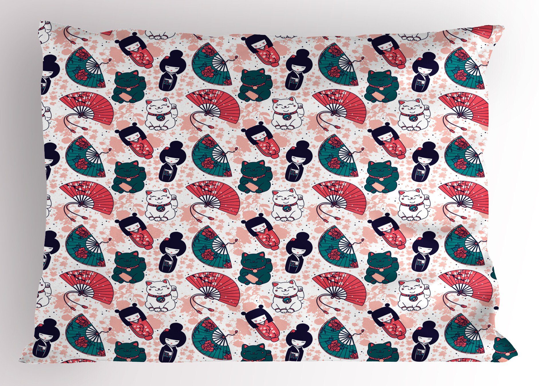 Abakuhaus Stück), Kissenbezüge Kopfkissenbezug, japanische (1 Queen Katze Gedruckter Luck Pattern Dekorativer Size Items