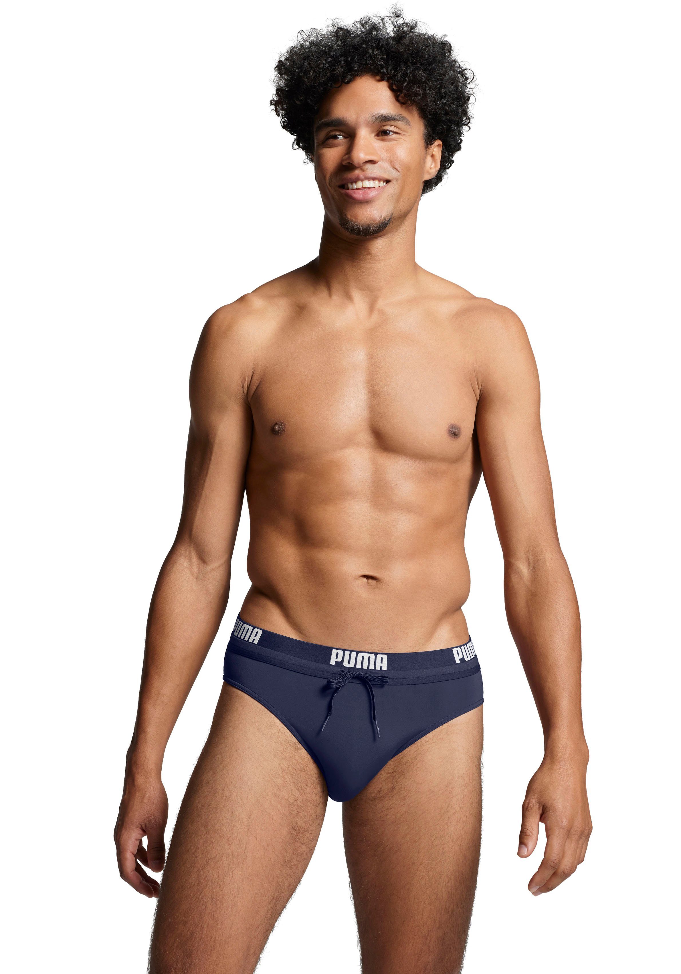 PUMA Badeslip PUMA SWIM MEN LOGO SWIM BRIEF mit elastischem Logobund