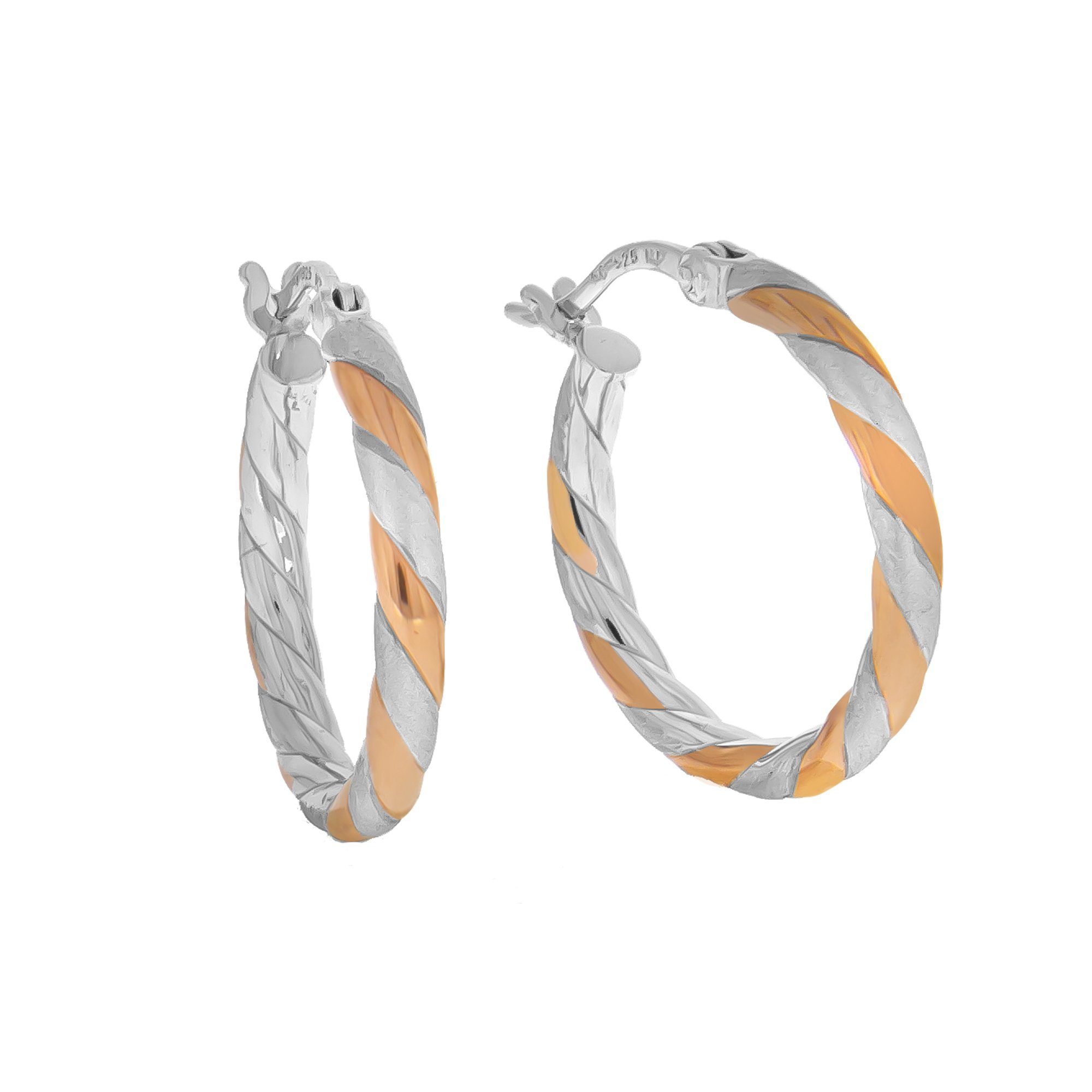 Zeeme Paar Creolen Silber 925 zweifarbig 20mm Durchmesser günstig online kaufen