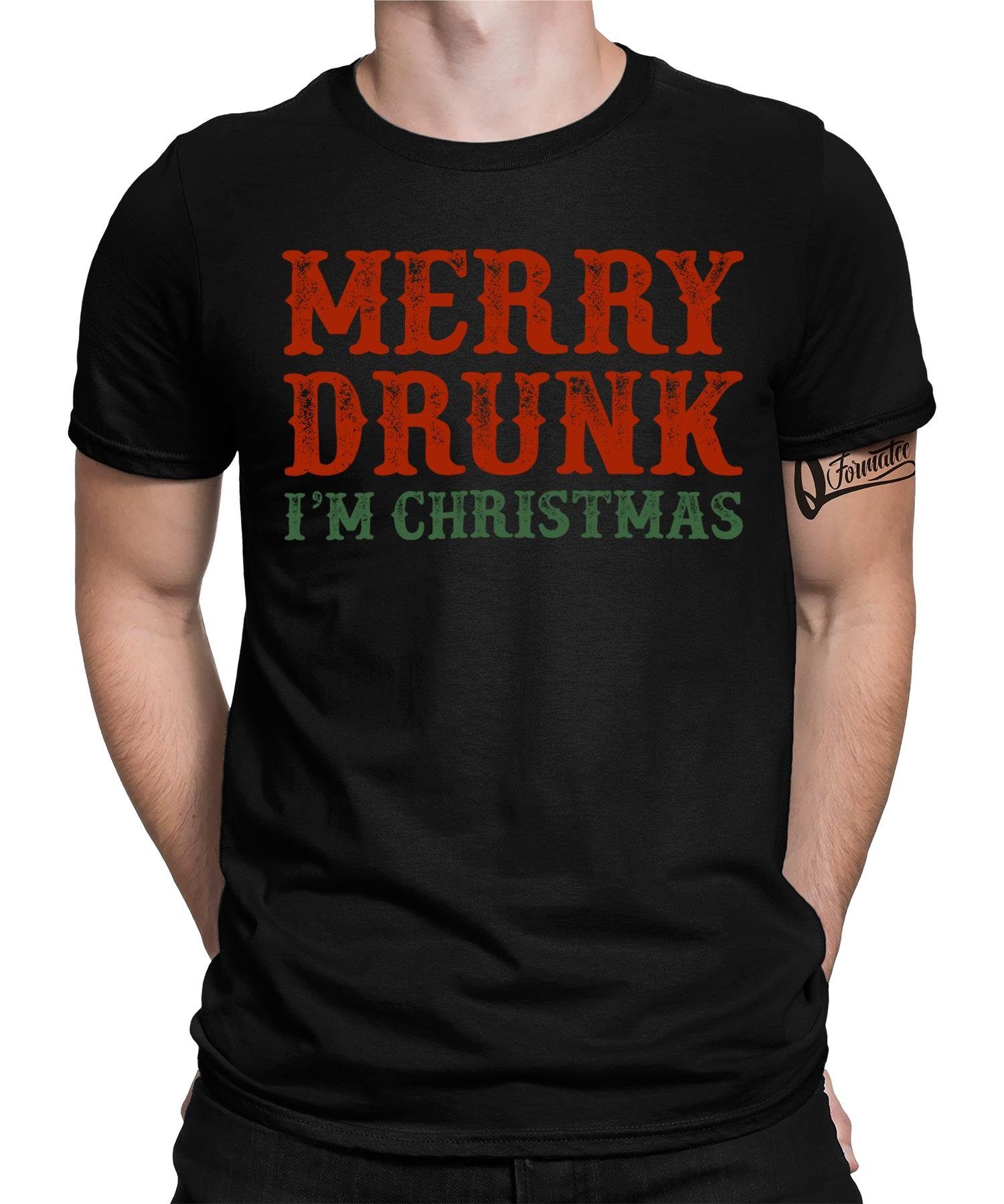 Quattro Formatee Kurzarmshirt Merry Drunk I'm Christmas Herren T-Shirt (1-tlg)