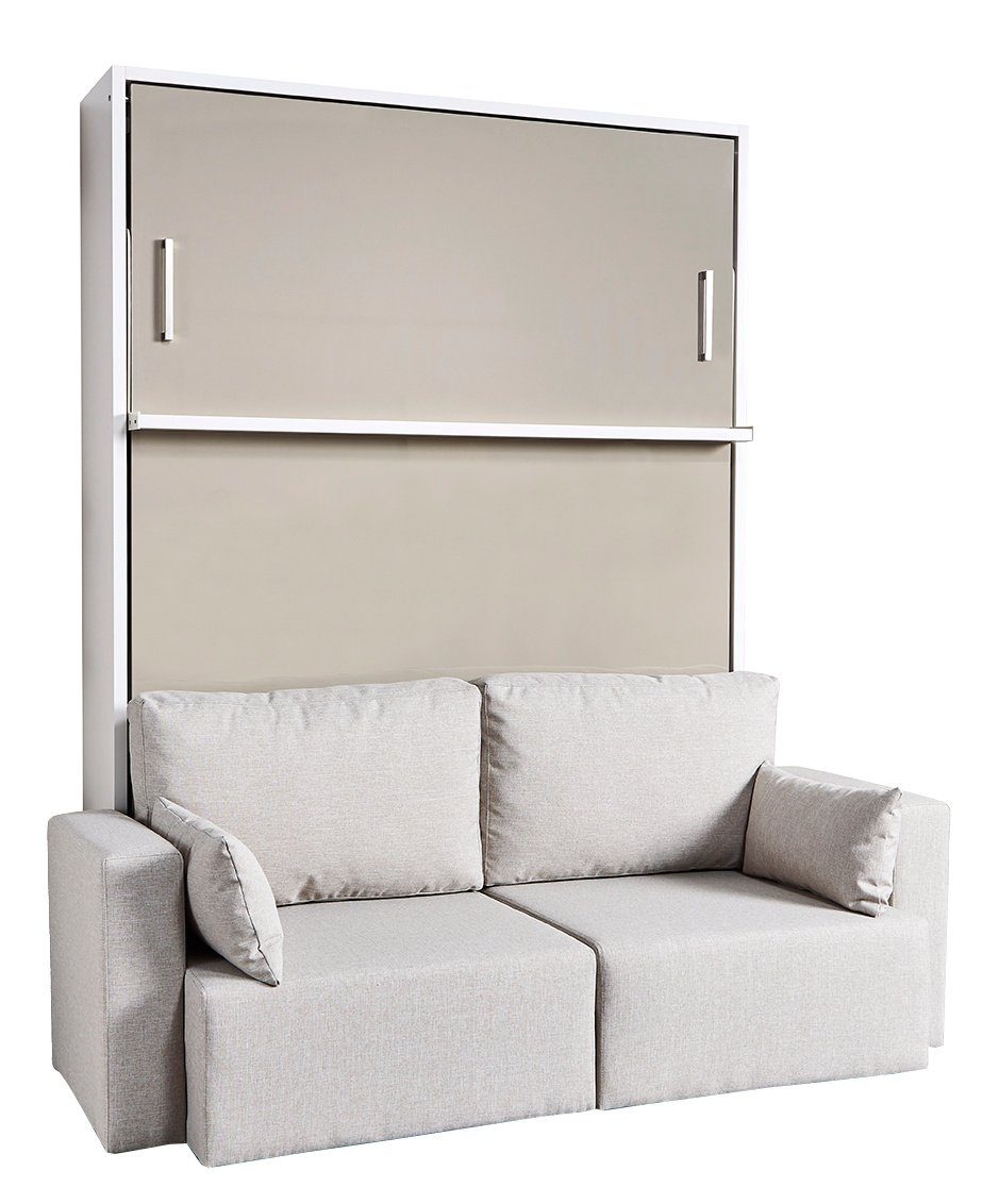 beige ROYAL Dekor: cm 150x200 Sofa Schrankbett mit Wandbett (Liegefläche: glanz Beige Multimo Schrankbett Multimo / Hochglanz)