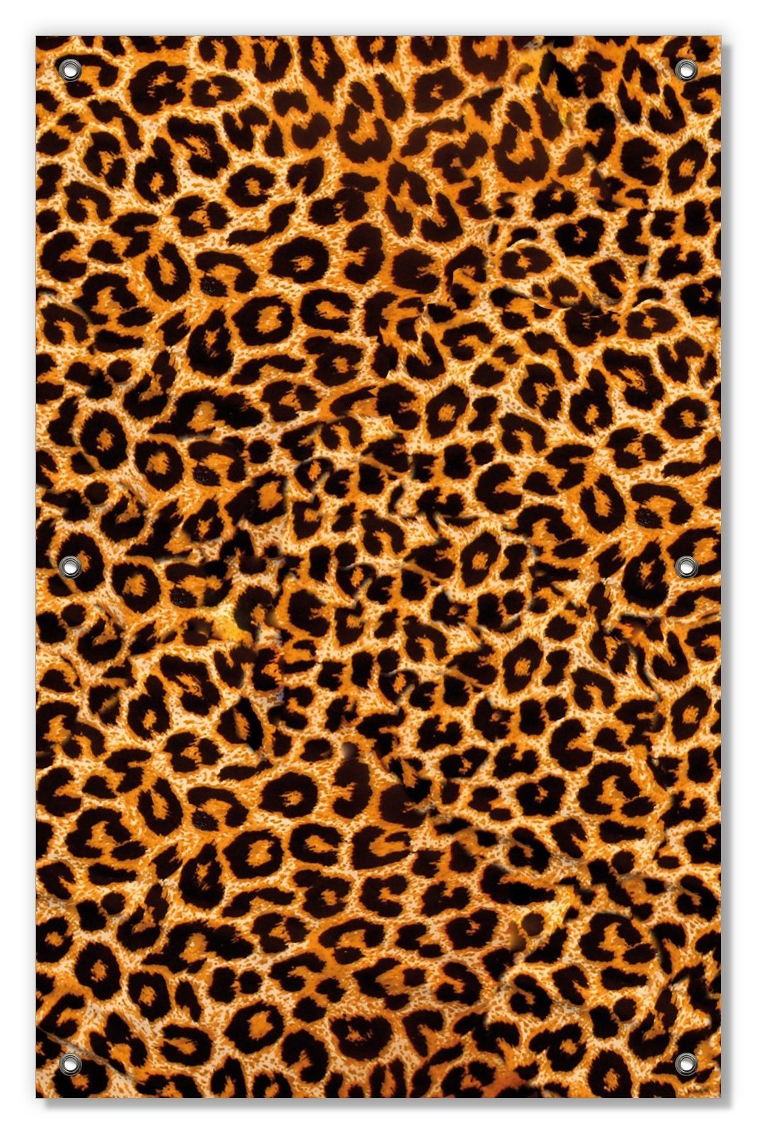 Sonnenschutz Leopardenmuster in orange schwarz, Wallario, blickdicht, mit Saugnäpfen, wiederablösbar und wiederverwendbar