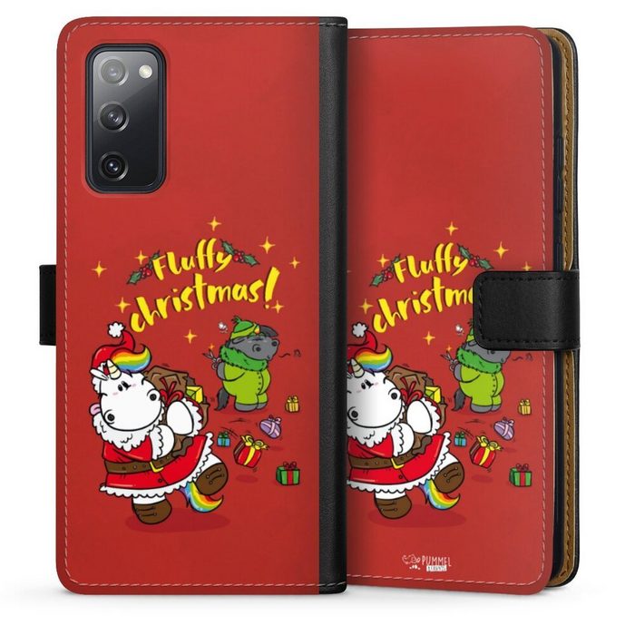 DeinDesign Handyhülle Pummeleinhorn Fluffy Christmas Red Samsung Galaxy S20 FE Hülle Handy Flip Case Wallet Cover