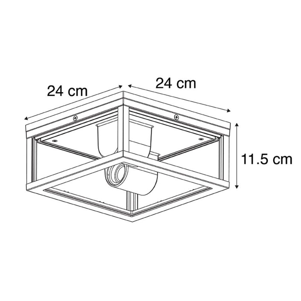 Qazqa Außen-Deckenleuchte Charlois, ohne Leuchtmittel, Warmweiß, QAZQA Außen Decken­leuchte, e27, Schwarz, Aluminium, Design