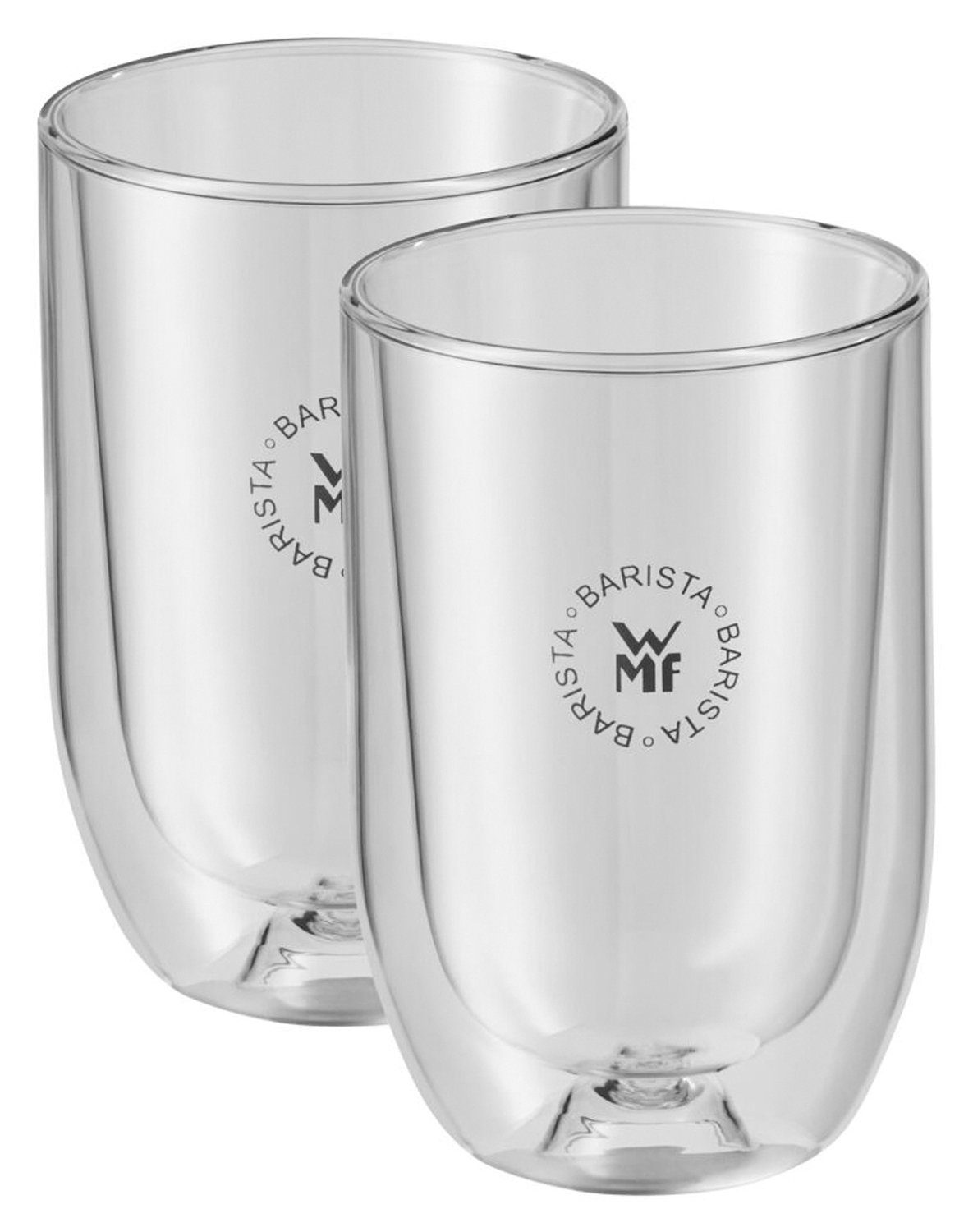 WMF Latte-Macchiato-Glas 2er Set BARISTA, Füllmenge 270 ml, mit Henkel, Borosilikatglas, doppelwandiger Glaskörper