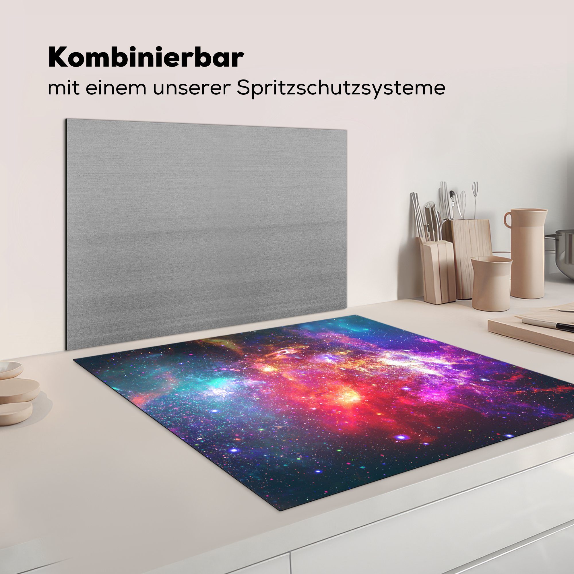 cm, (1 - MuchoWow Sterne, Universum für Ceranfeldabdeckung, küche Arbeitsplatte 78x78 Vinyl, Farben Herdblende-/Abdeckplatte tlg), -