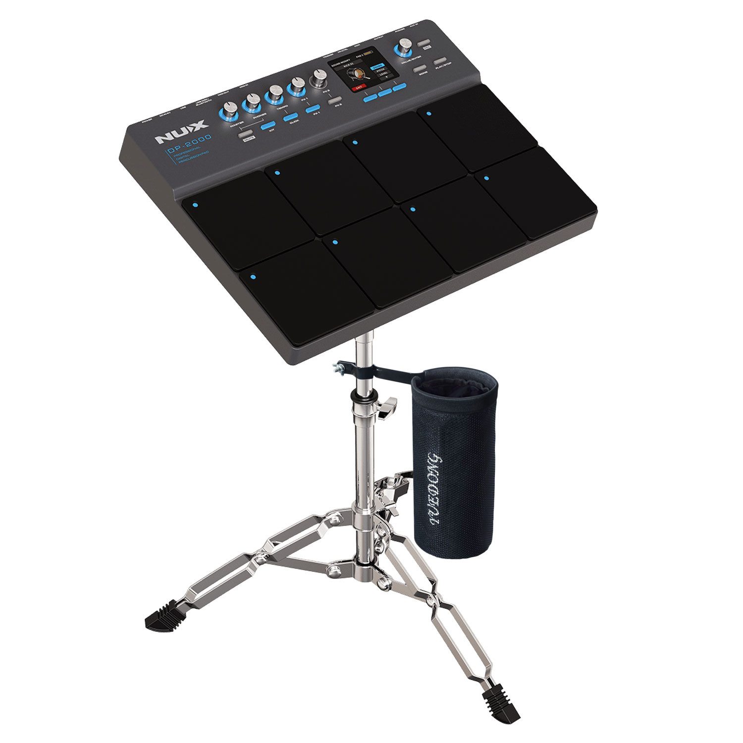 Nux E-Drum Nux Percussion Pad DP-2000 E-Drum mit Ständer und Drumstick-Halter,Percussion-Pad, Vorteils-Set mit Stativ und Drumstick-Halter