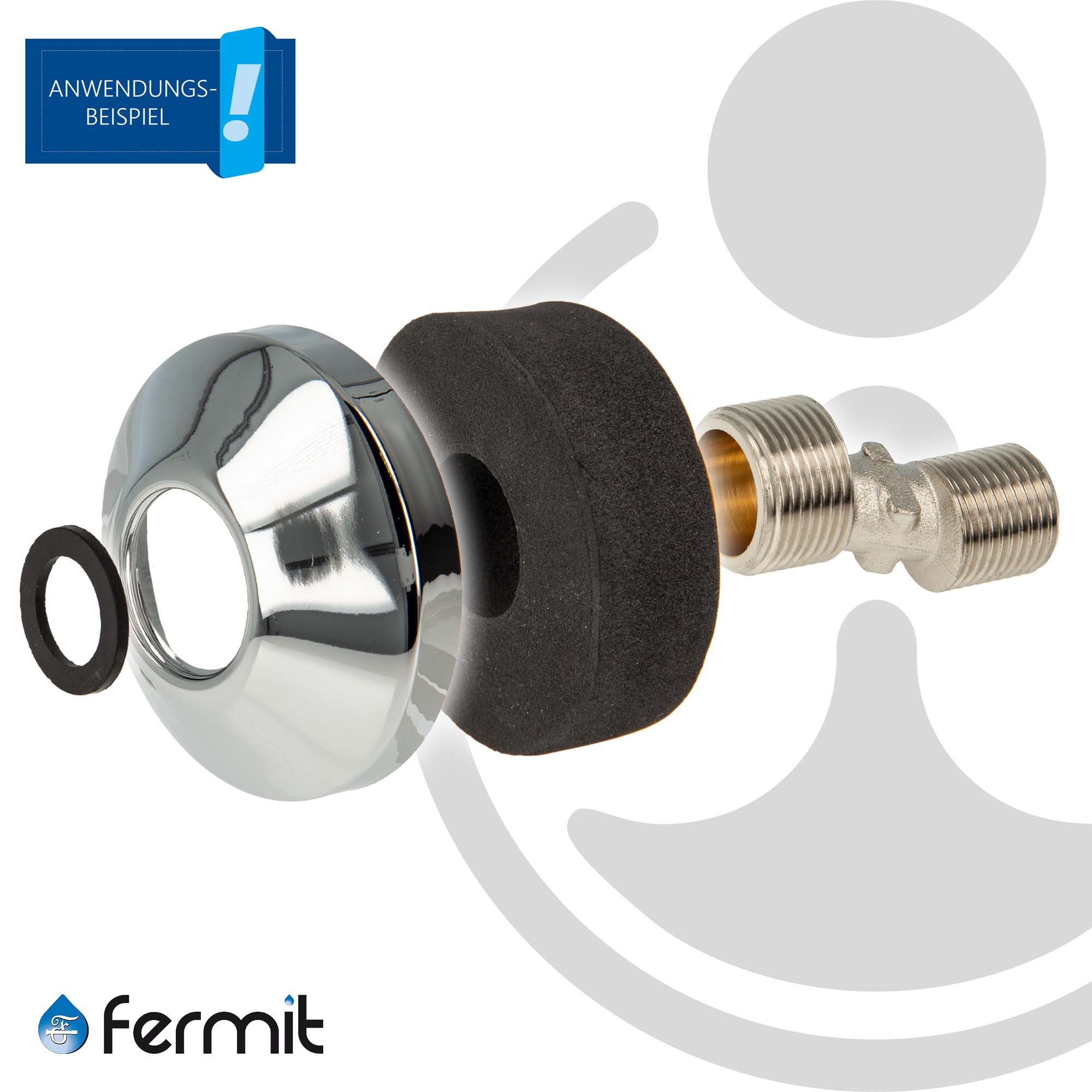 Fermit Duschdichtung Wandarmaturendichtung für S-Anschluss - 2-er Set