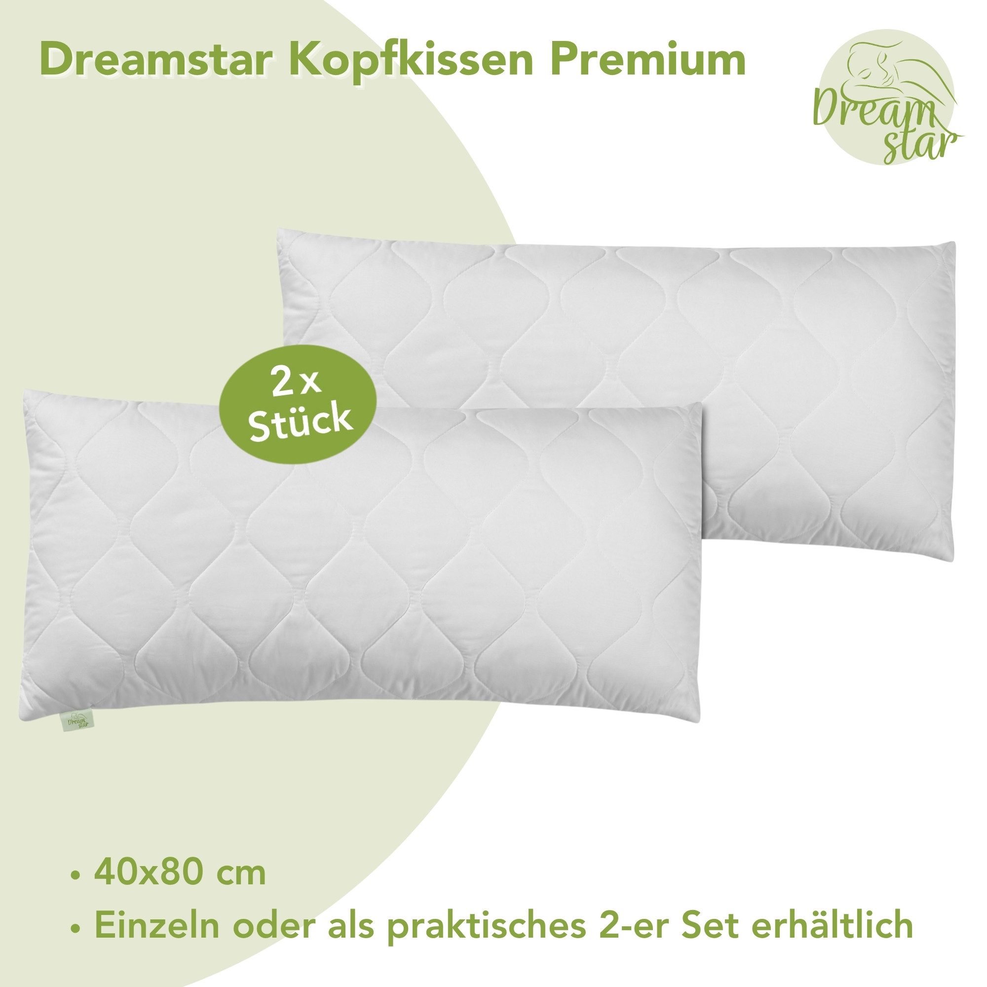 Dreamstar Microfaserkissen gestepptes Kopfkissen 40x80 cm günstig online kaufen