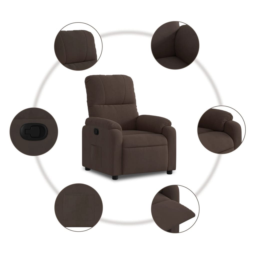 vidaXL Sessel Relaxsessel Braun Mikrofasergewebe (1-St) – Bild 5 von 5