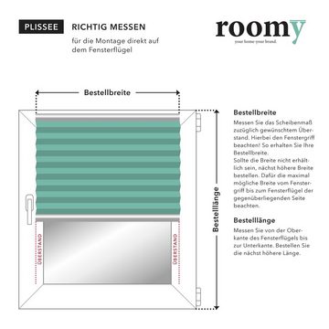 Plissee Plissee, Roomy, verspannt, Klemmbar, Klemmfix, ohne Bohren