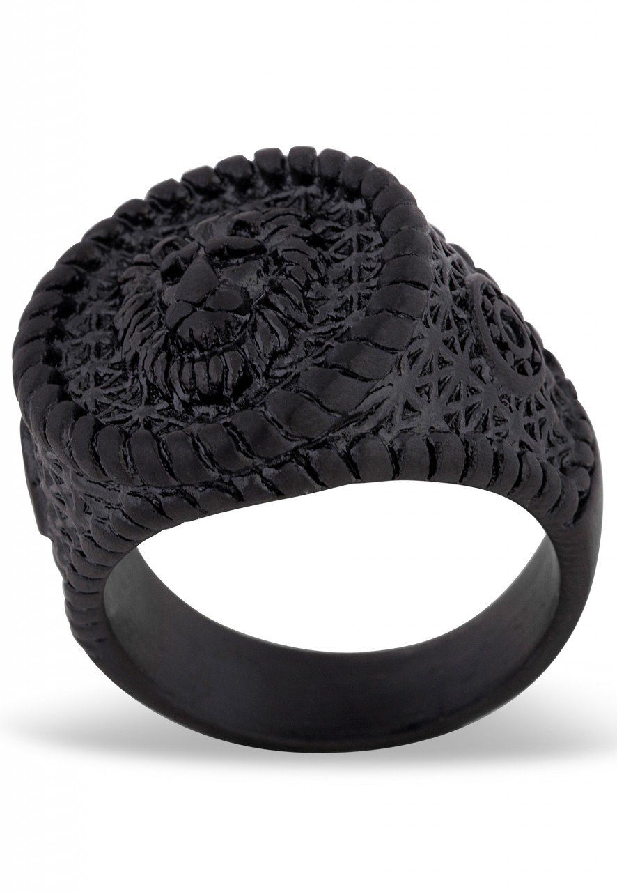 Akitsune Siegelring Imperator Ring Mattschwarz EU 57 - UK P - US 8