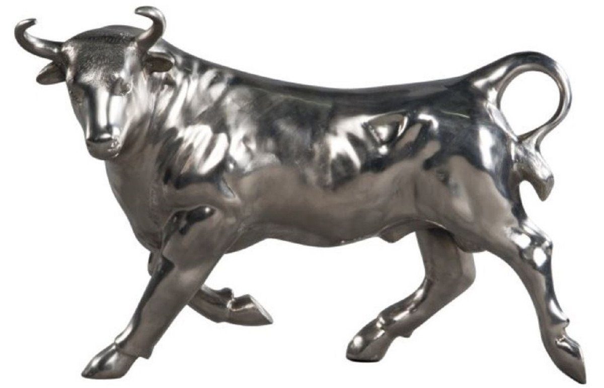 Luxus x - Dekofigur Bronzefigur Casa 22 cm Padrino H. Stier 40 Silber Deko 56 x Skulptur