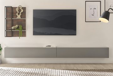 Furn.Design Wohnwand Piano, (Wohnzimmer Set in grau mit Thermo Eiche, 3-St., 300 x 180 cm), mit Soft-Close