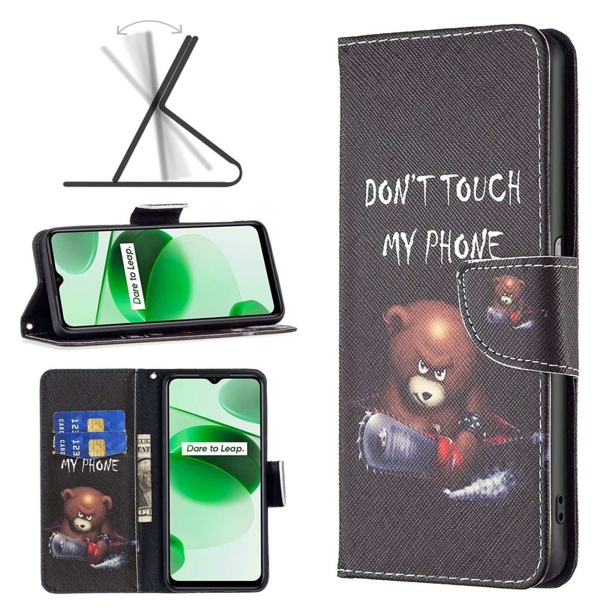 König Design Handyhülle Realme C35, Schutzhülle Schutztasche Case Cover Etuis Wallet Klapptasche Bookstyle