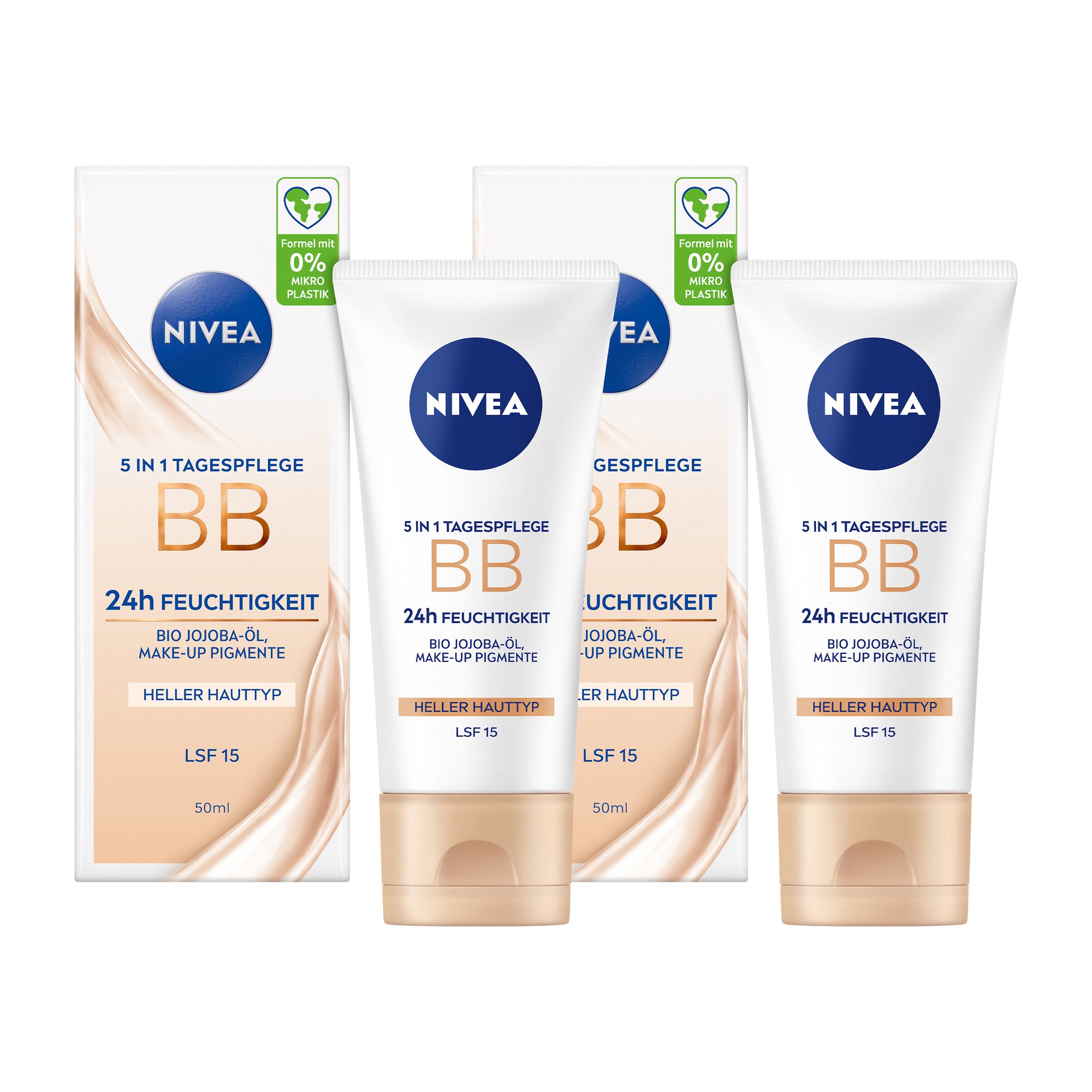 Tagescreme 5in1 BB Heller Hauttyp 24h Feuchtigkeit LSF 15 vegan 2 x 50 ml